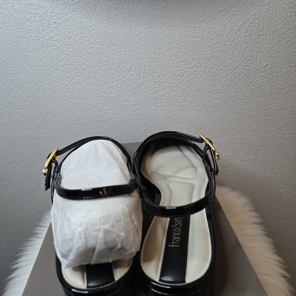 Franco Sarto Destin Elegant Black Patent Leather Slingback Shoes New In Box $135 - Picture 6 of 10